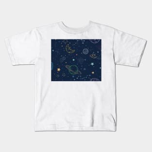 Colorful seamless space pattern Kids T-Shirt